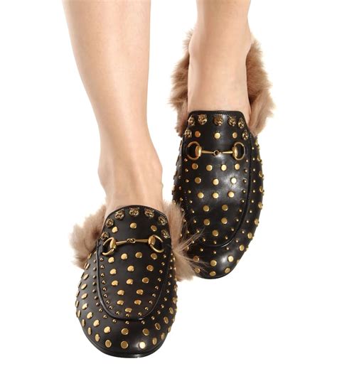 gucci studded loafers|gucci fur loafer.